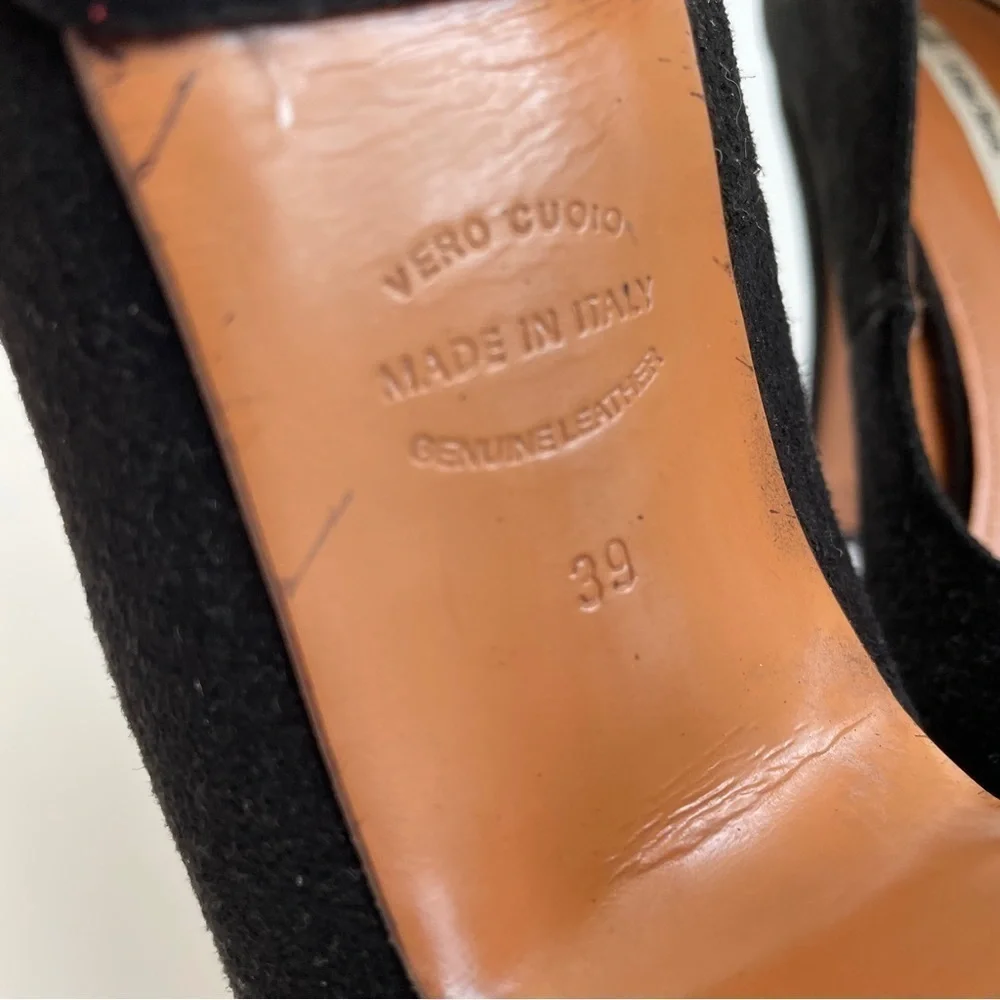 & Other Stories Black Suede Funky Unique Platform Heels Pumps Cut-out Shoes 8